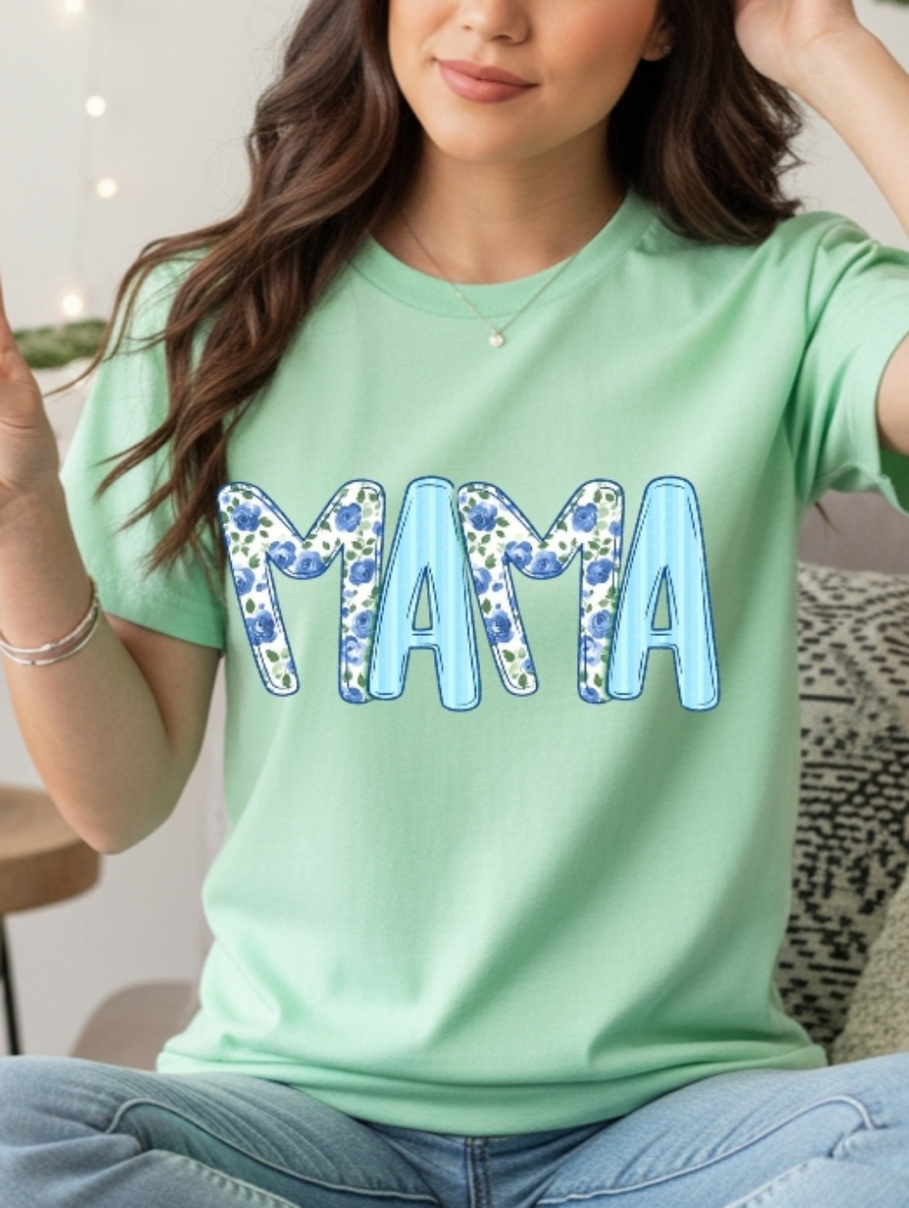 Gildan Mint Green "MAMA" Short Sleeve Tee